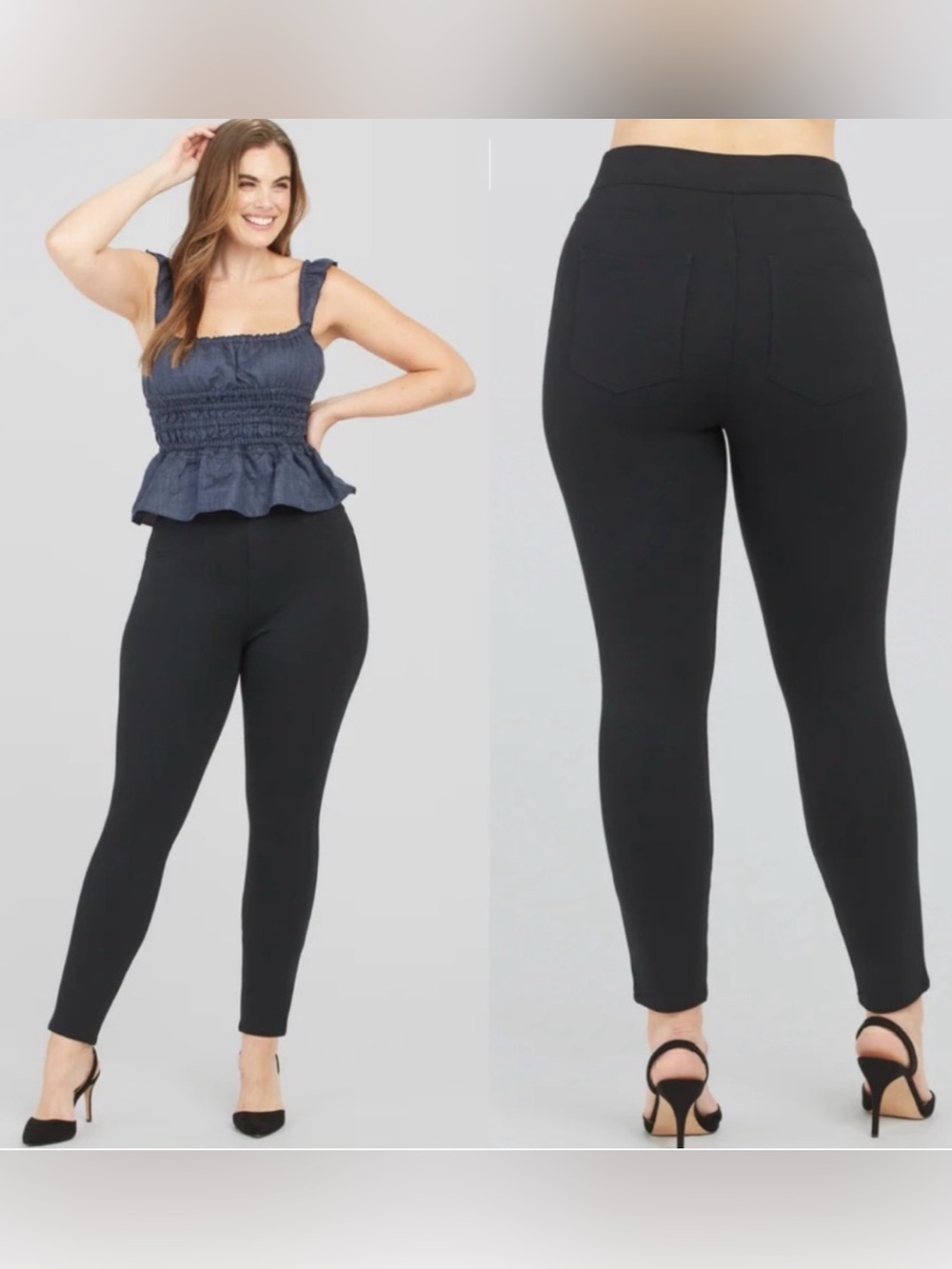 *SPANX* Black High-Waist Stretch Ponte Legging Pants Size XS